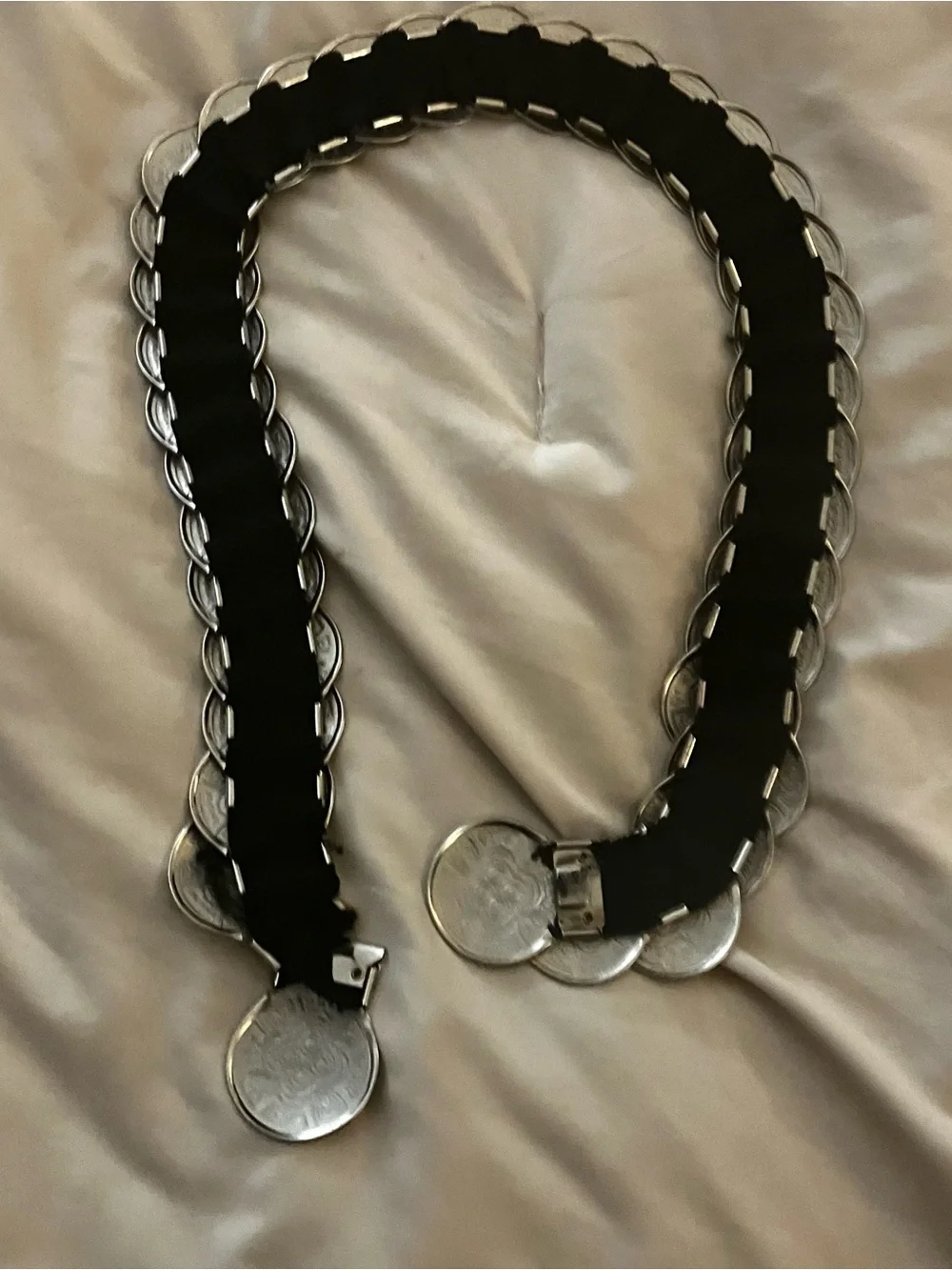 Vintage Silver Coin Stretch Belt Boho Festival Statement Disc one Size Fits Most